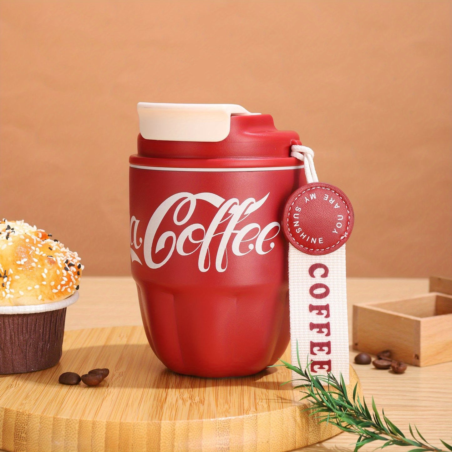 1pc High Beauty Coffee Cup Couple Stainless Steel Insulated Cup Convenient Simple Portable Cup