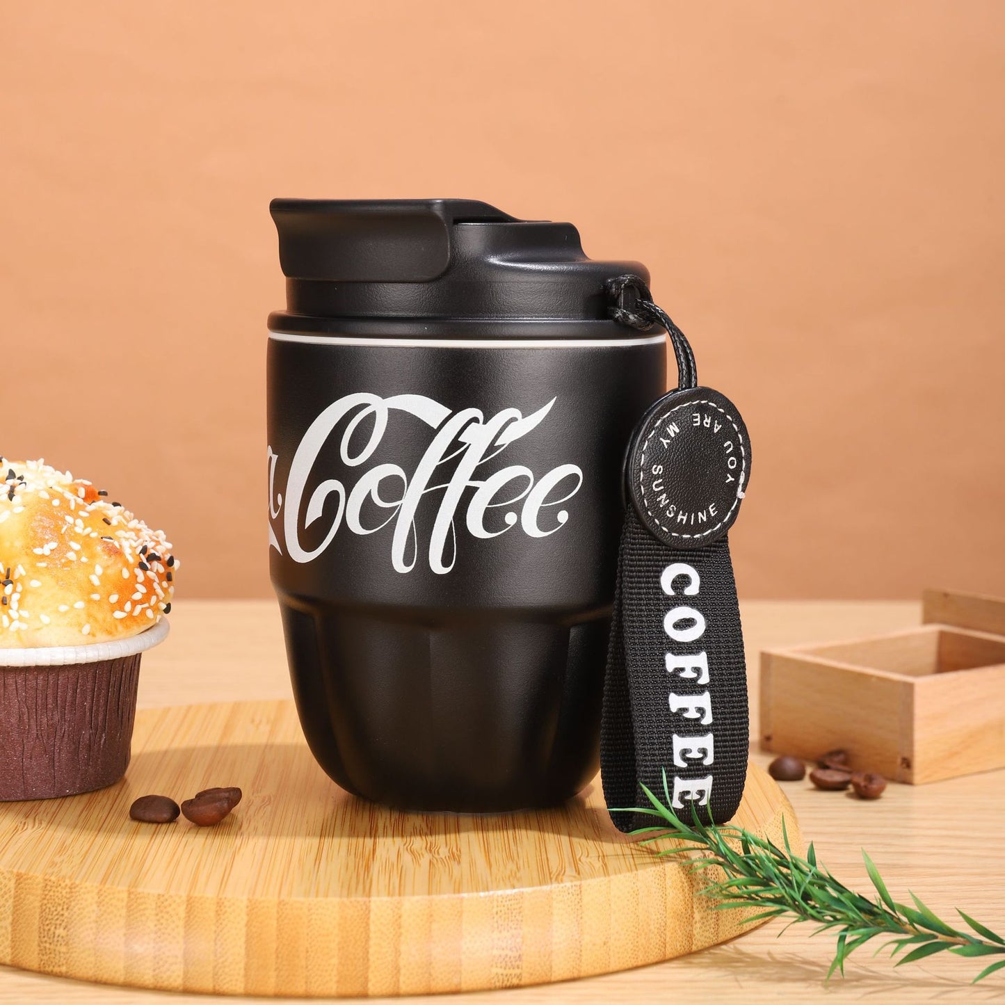 1pc High Beauty Coffee Cup Couple Stainless Steel Insulated Cup Convenient Simple Portable Cup