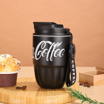 1pc High Beauty Coffee Cup Couple Stainless Steel Insulated Cup Convenient Simple Portable Cup