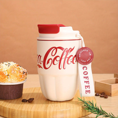 1pc High Beauty Coffee Cup Couple Stainless Steel Insulated Cup Convenient Simple Portable Cup