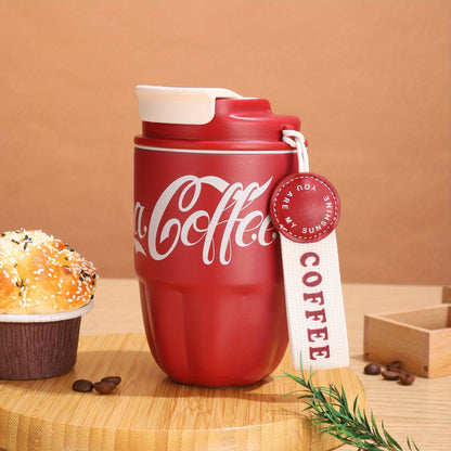 1pc High Beauty Coffee Cup Couple Stainless Steel Insulated Cup Convenient Simple Portable Cup