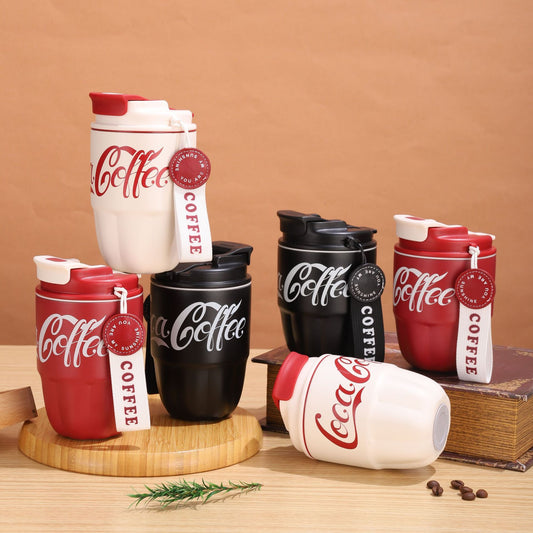 1pc High Beauty Coffee Cup Couple Stainless Steel Insulated Cup Convenient Simple Portable Cup