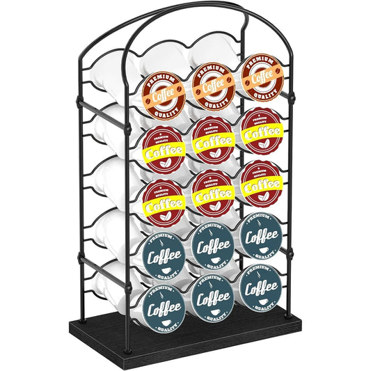30-Capacity Black Coffee Pod Organizer for Keurig K-Cups, Space-Saving Countertop Storage Holder for Home/Office/Coffee Bar